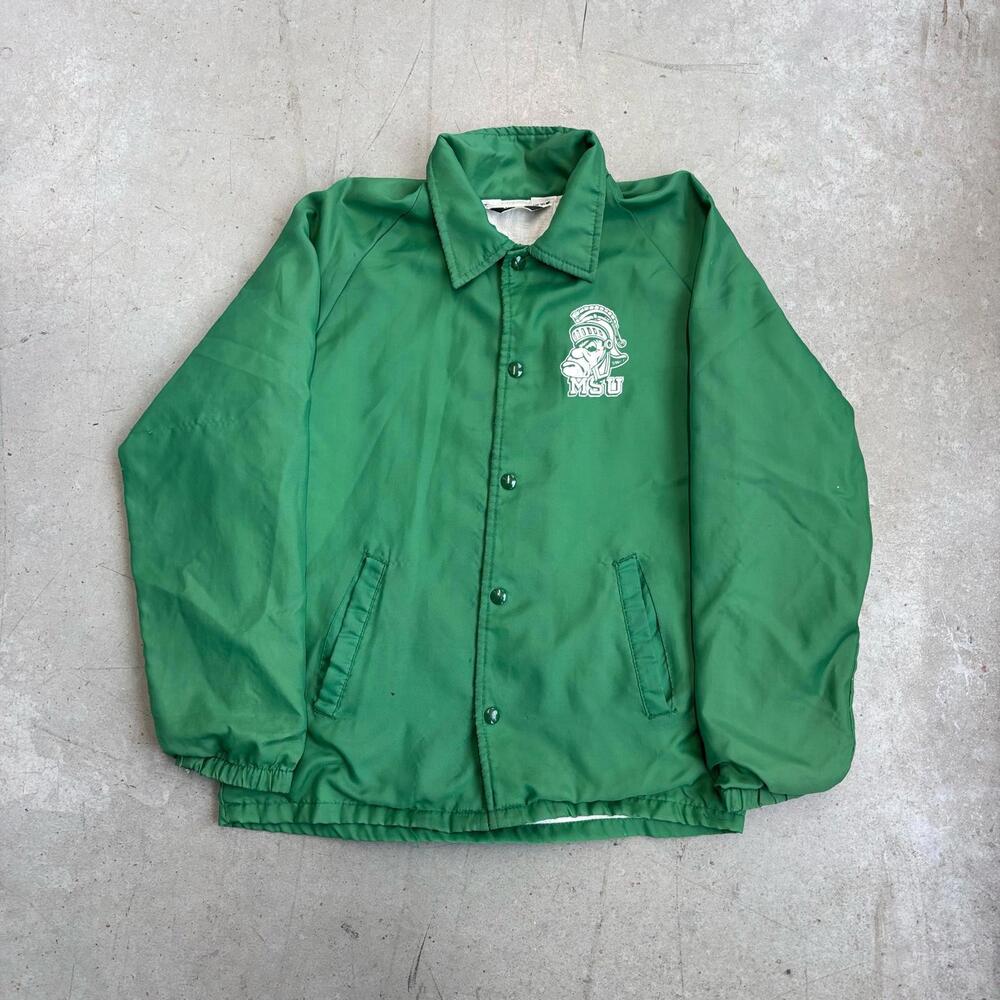 Vintage 80s NCAA Michigan State University Chalk Line Windbreaker Jacket Medium